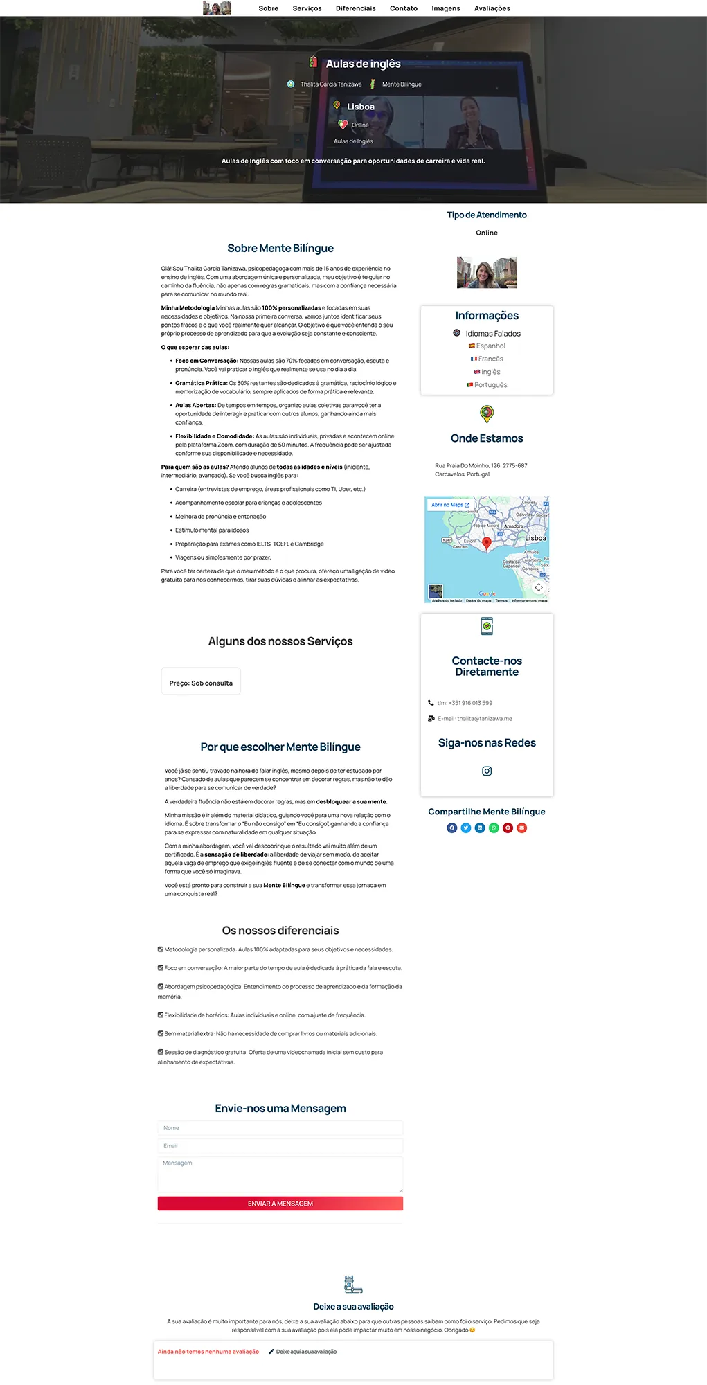 página prestagor de serviços-buscarservicos-professora de inglês