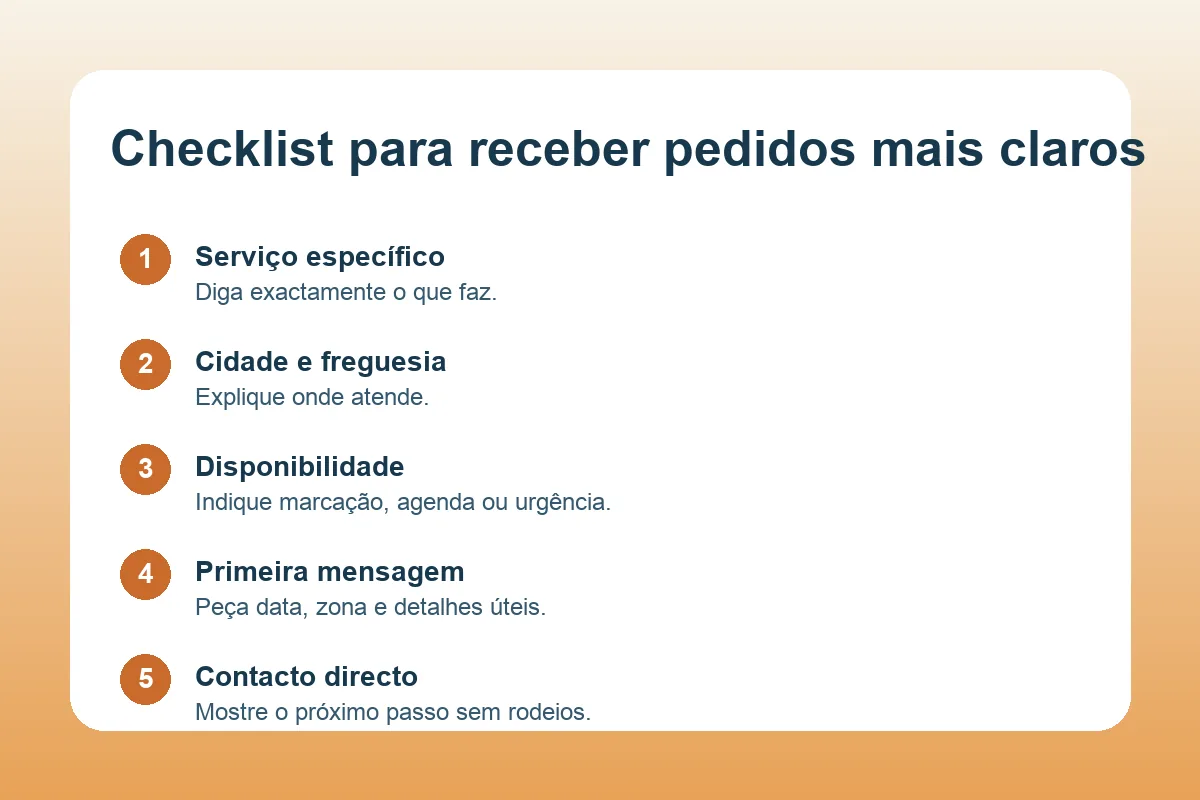 Checklist visual para prestadores receberem pedidos mais claros antes de agosto