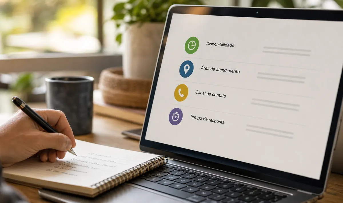 Checklist visual com serviço, zona e pedido de orçamento para prestadores de pequenas obras